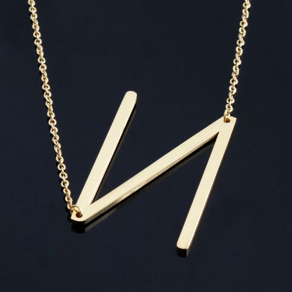 "Lucy" Letter N Gold Single Inital Necklace